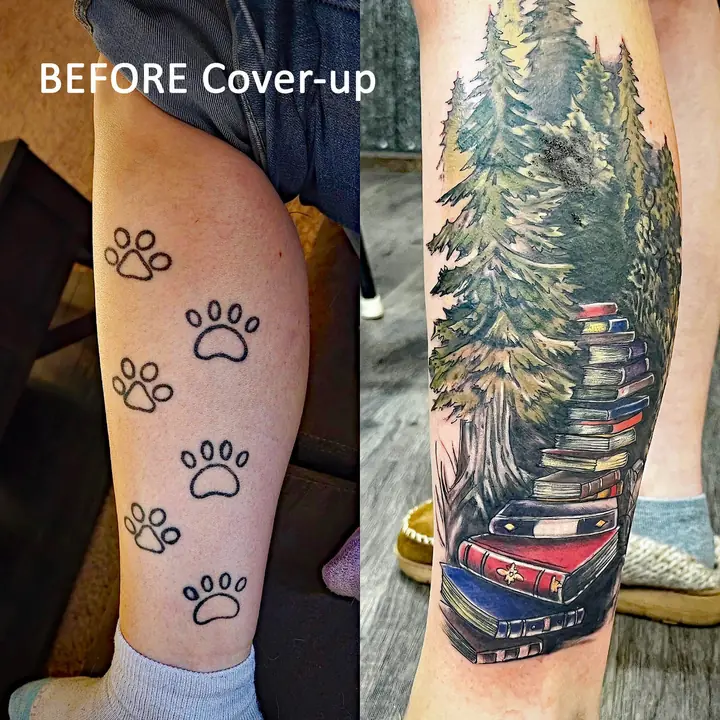 Cover-up / redo — before & after — tattoo by Darren Hose'