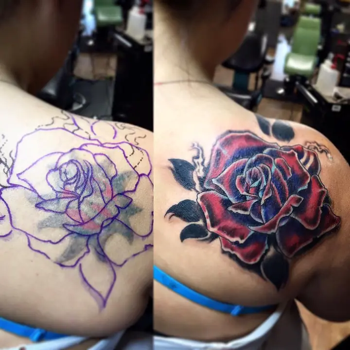 Cover-up / redo — before & after — Crimson Heart Designs