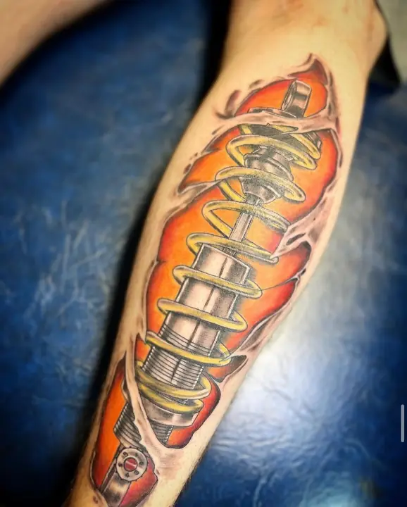 Bold color forearm piece by Darren Hose'